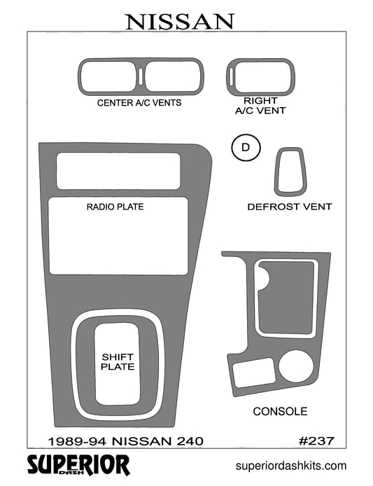 Shadow sheet for Superior Dash kit 237, 1989-1994 Nissan 240SX