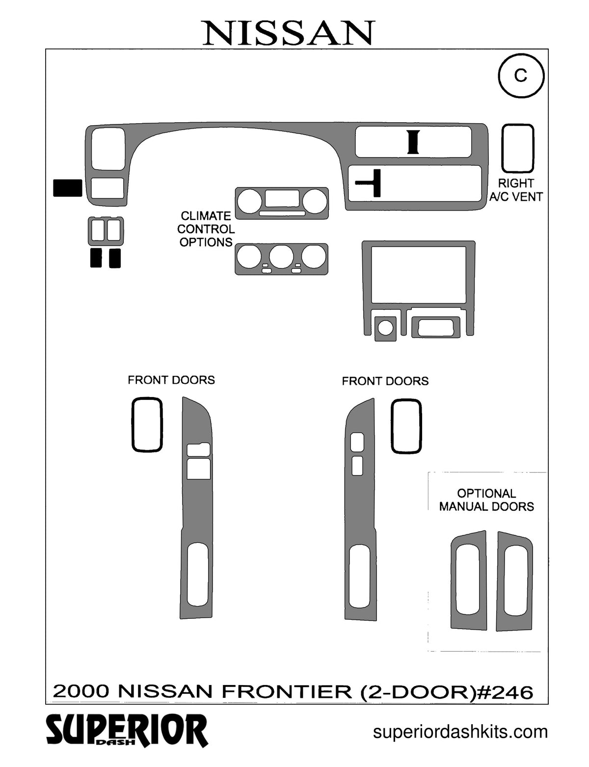 Shadow sheet for Superior Dash kit 246, 2000 Nissan Frontier