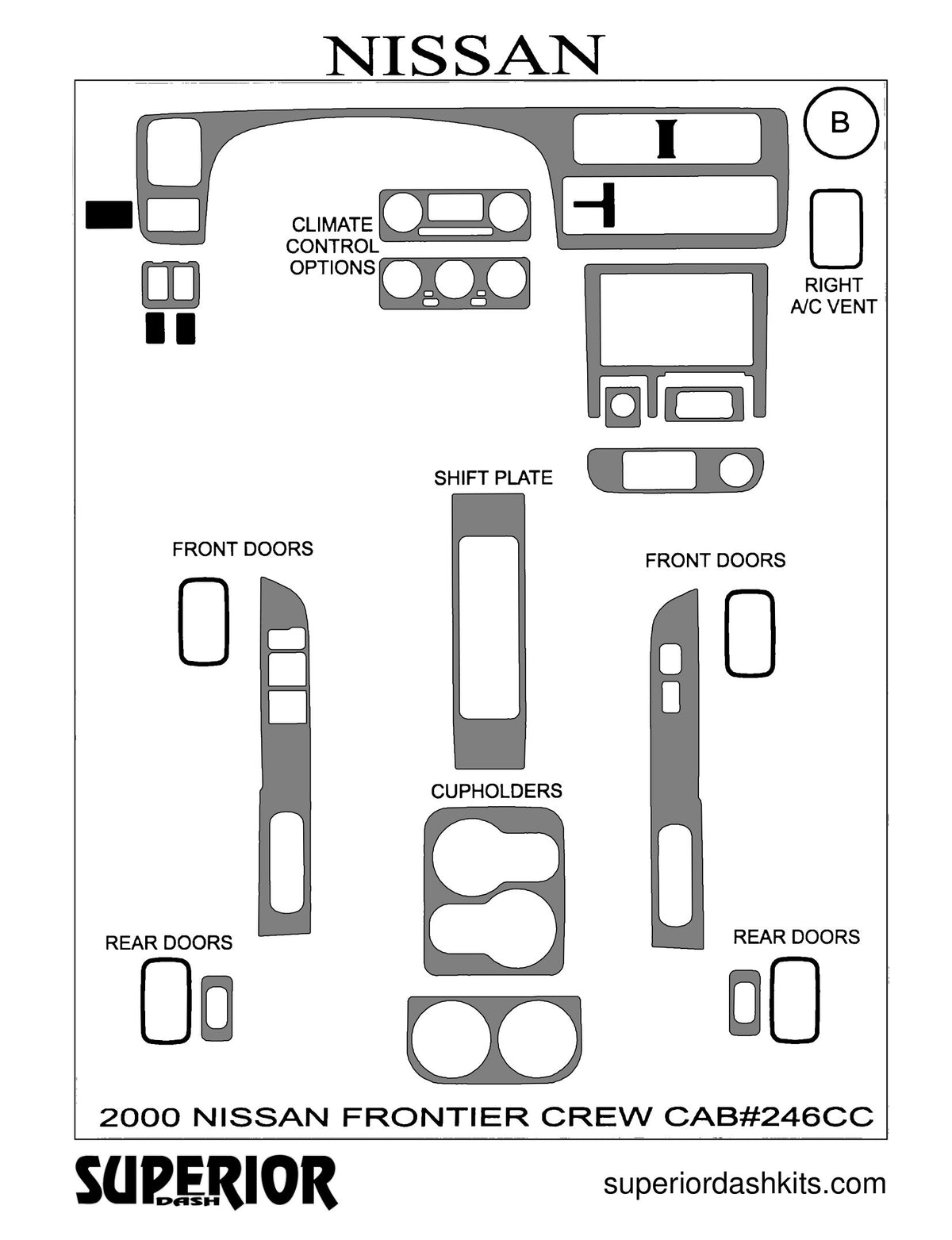 Shadow sheet for Superior Dash kit 246CC, 2000 Nissan Frontier