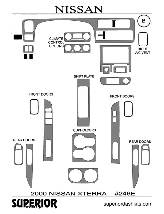 Shadow sheet for Superior Dash kit 246E, 2000 Nissan Xterra