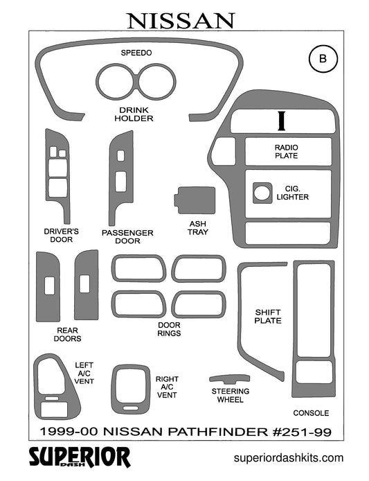 Shadow sheet for Superior Dash kit 251-99, 1999-2000 Nissan Pathfinder