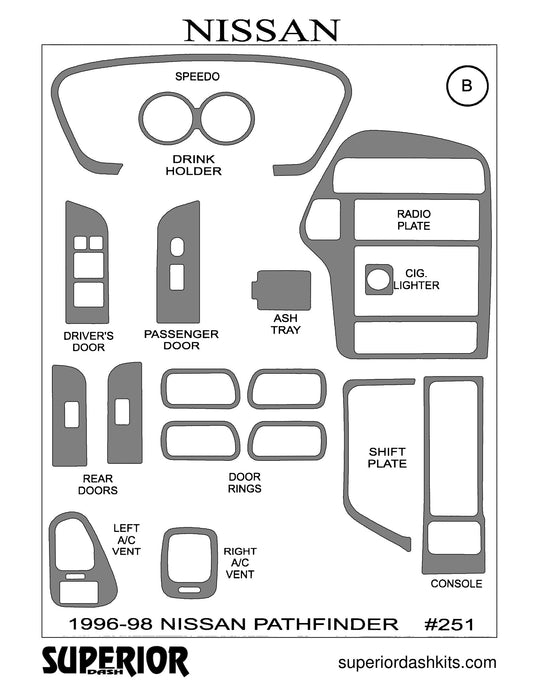 Shadow sheet for Superior Dash kit 251, 1996-1998 Nissan Pathfinder