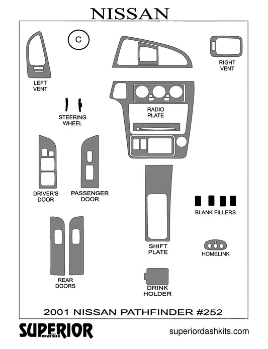 Shadow sheet for Superior Dash kit 252, 2001-2002 Nissan Pathfinder