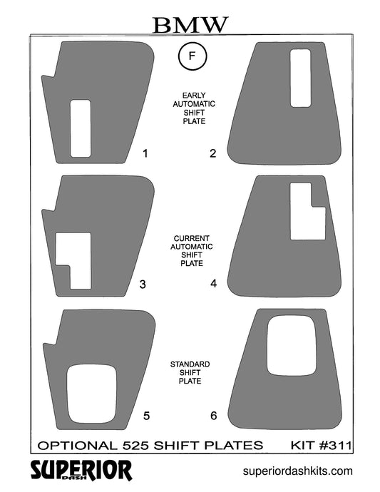 Shadow sheet for Superior Dash kit 311, 1991-1996 BMW 525