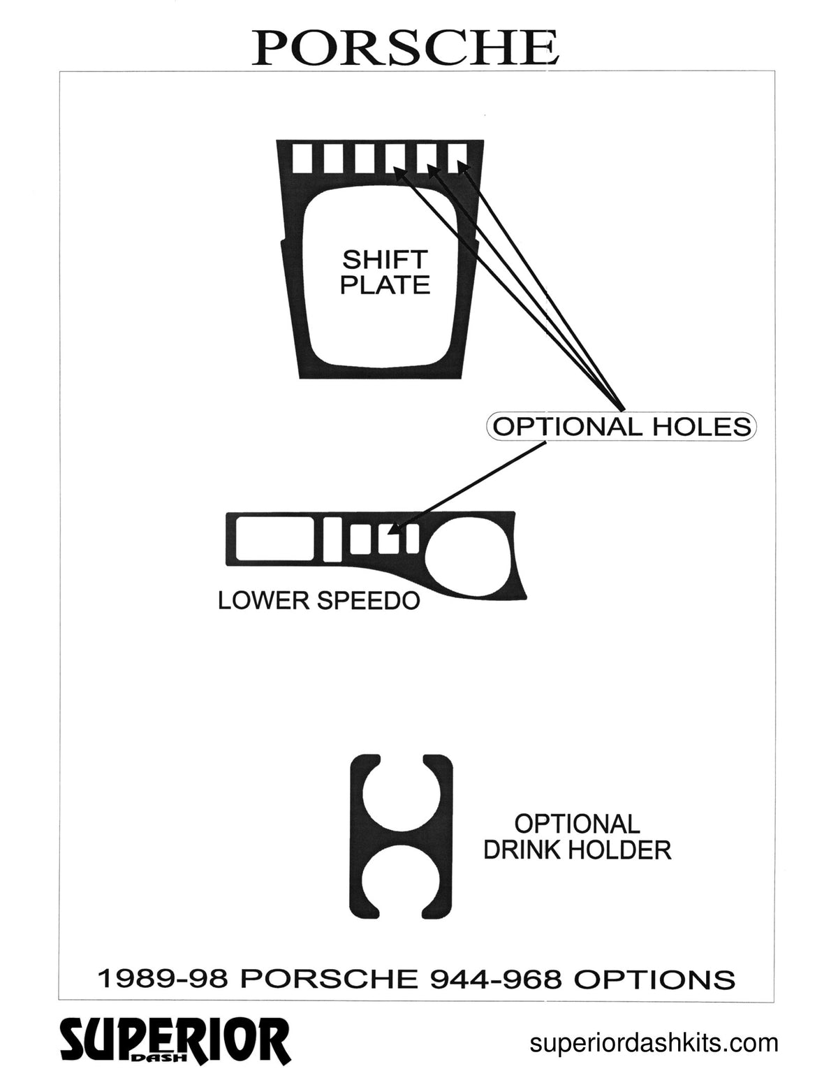 Shadow sheet for Superior Dash kit 510, 1989-1998 Porsche 944 and 968 (sheet 2)