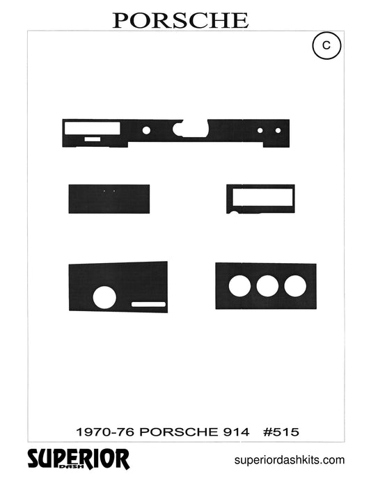 Shadow sheet for Superior Dash kit 515, 1970-1976 Porsche 914