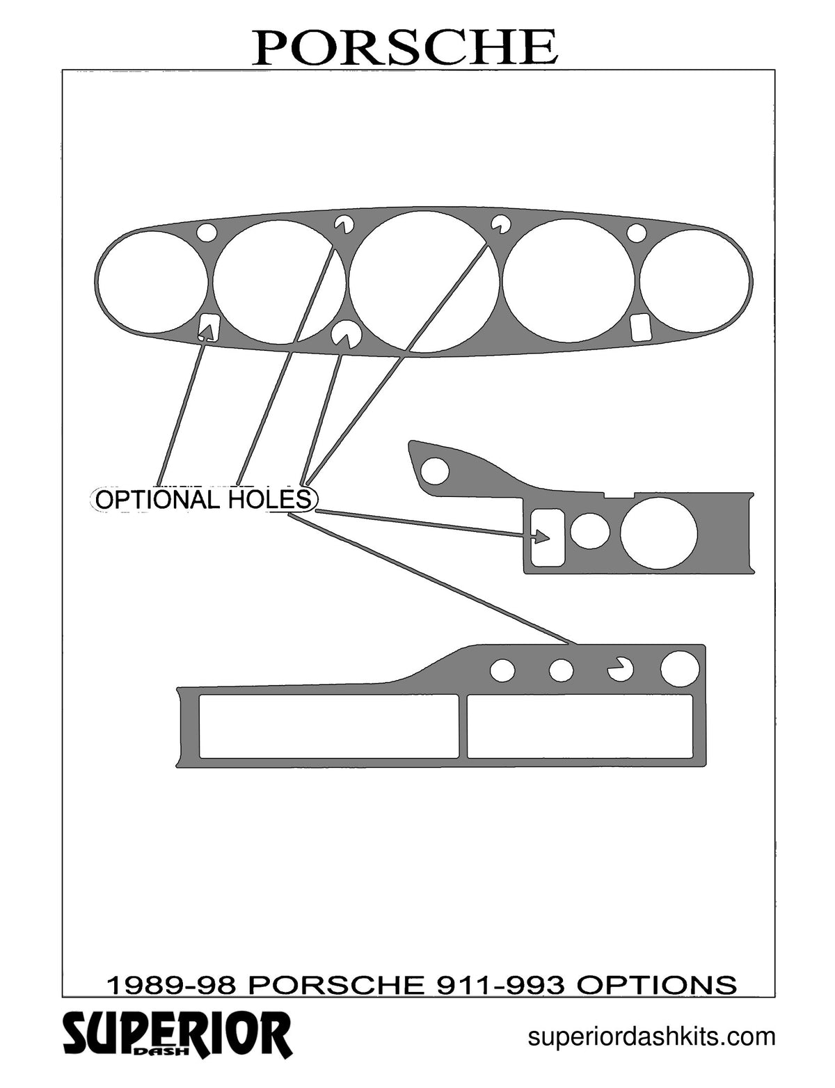 Shadow sheet for Superior Dash kit 520, 1989-1998 Porsche 911 (sheet 2)