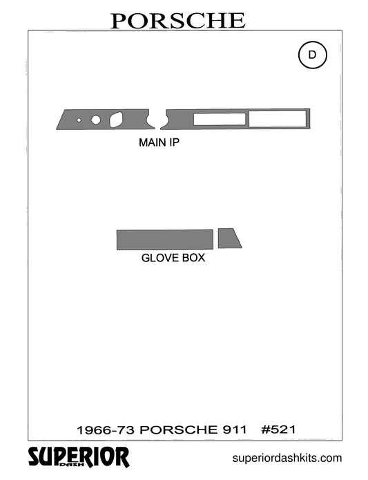 Shadow sheet for Superior Dash kit 521, 1966-1973 Porsche 911