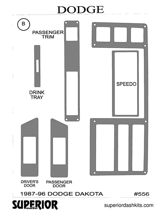 Shadow sheet for Superior Dash kit 556, 1987-1996 Dodge Dakota