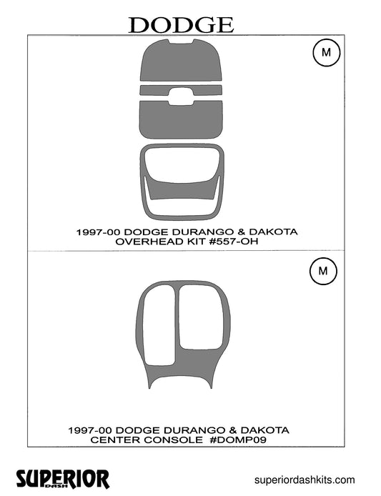 Shadow sheet for Superior Dash kit 557-OH, 1997-2000 Dodge Dakota and Durango