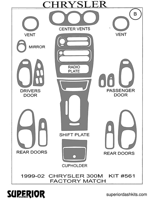 Shadow sheet for Superior Dash kit 561, 1999-2002 Chrysler 300M
