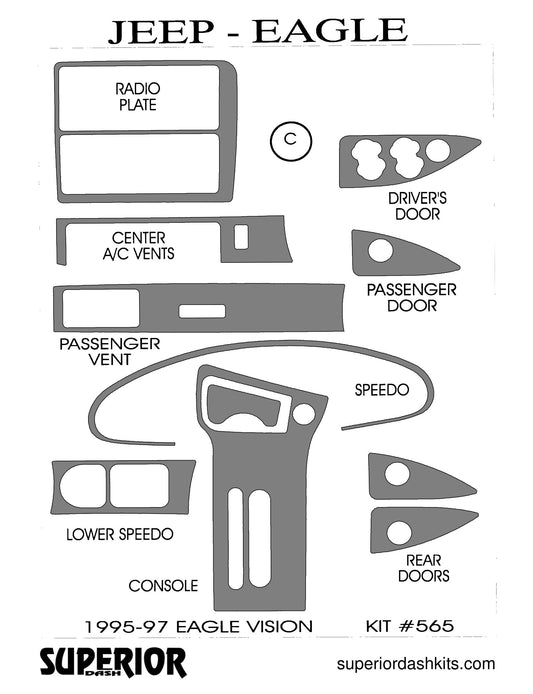 Shadow sheet for Superior Dash kit 565, 1995-1997 Eagle Vision