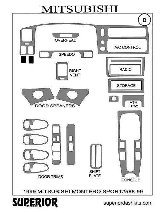 Shadow sheet for Superior Dash kit 588-99, 1999 Mitsubishi Montero Sport