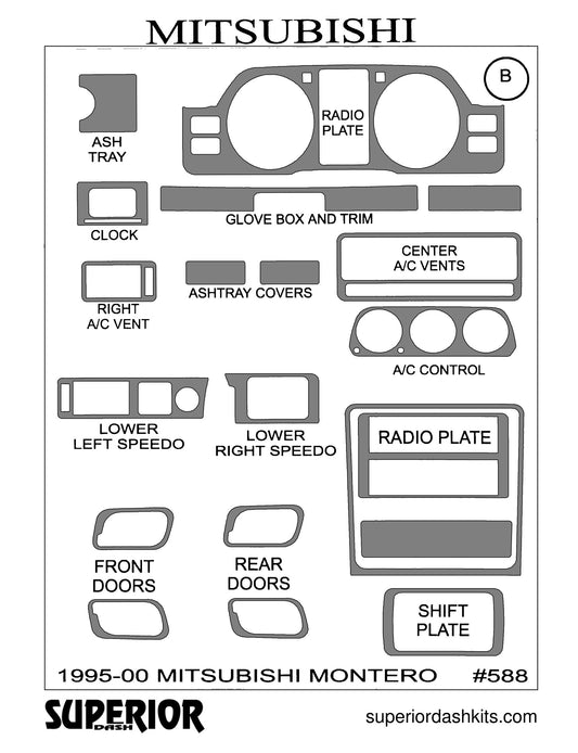 Shadow sheet for Superior Dash kit 588, 1995-2000 Mitsubishi Montero