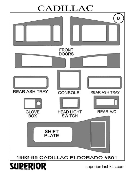 Shadow sheet for Superior Dash kit 601, 1992-1995 Cadillac Eldorado