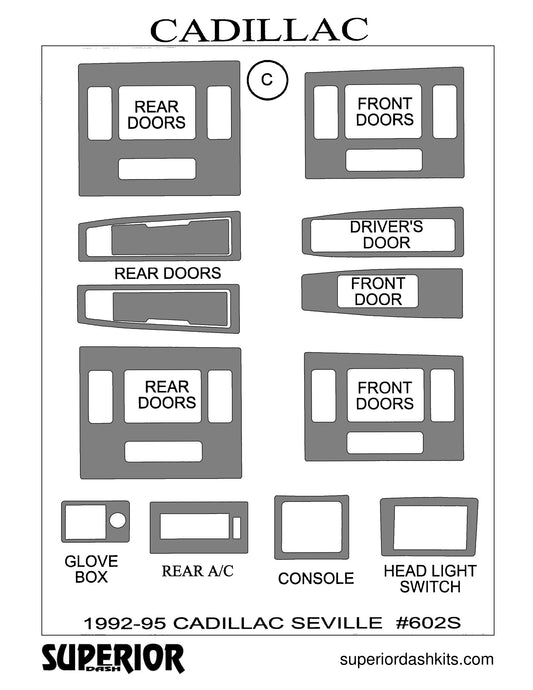 Shadow sheet for Superior Dash kit 602S, 1992-1995 Cadillac Seville