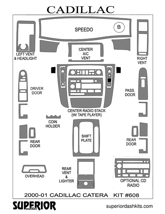 Shadow sheet for Superior Dash kit 608, 2000-2002 Cadillac Catera