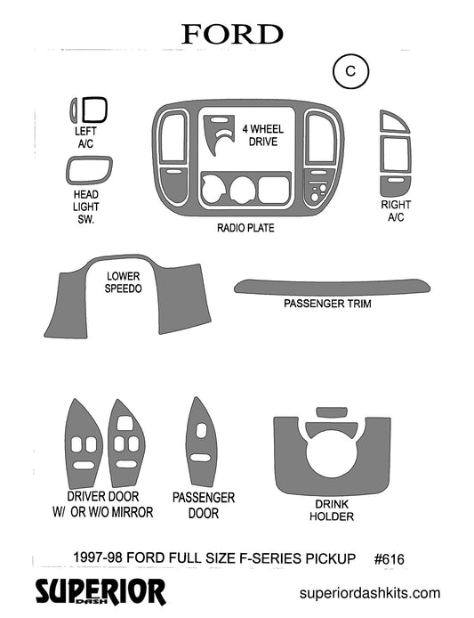 Shadow sheet for Superior Dash kit 616-1997-98, 1997-2001 Ford F-150