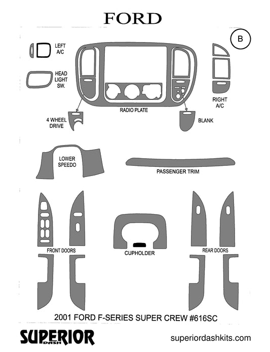 Shadow sheet for Superior Dash kit 616SC, 2001 Ford F-150