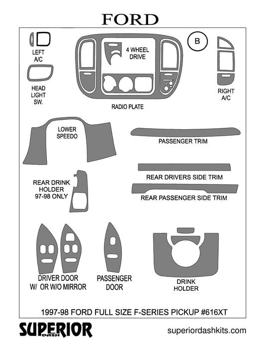 Shadow sheet for Superior Dash kit 616XT-1997-98, 1997-2001 Ford F-150