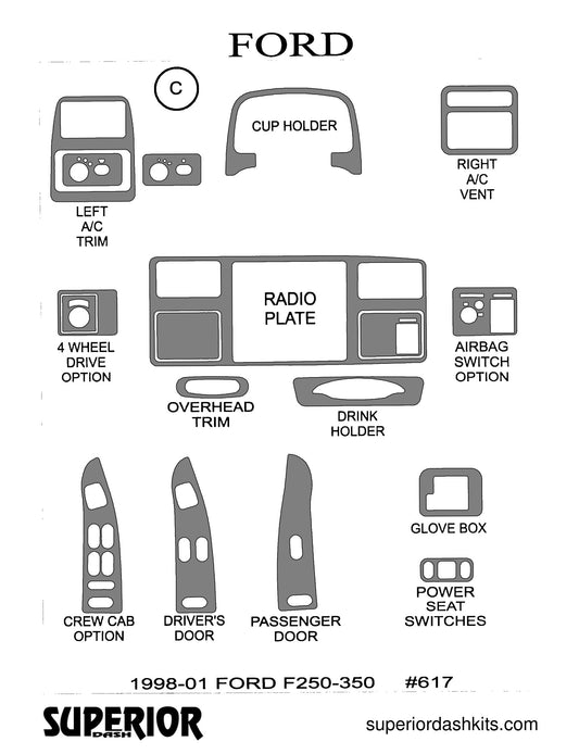 Shadow sheet for Superior Dash kit 617, 1998-2001 Ford F-250 / F-350 Super Duty