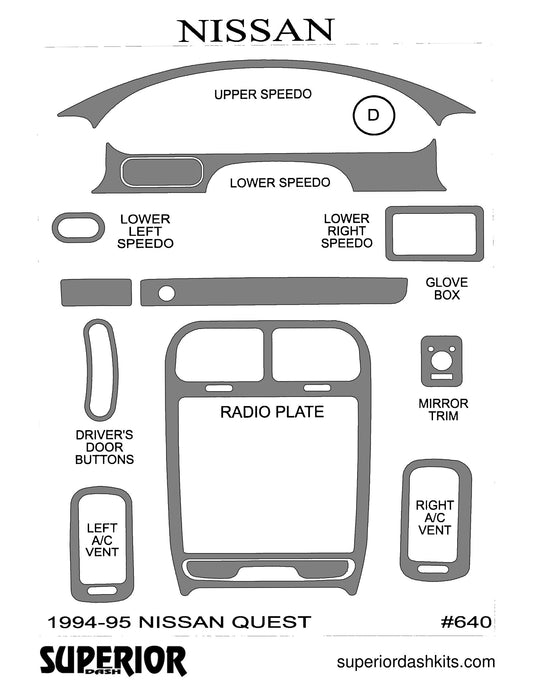 Shadow sheet for Superior Dash kit 640, 1994-1997 Nissan Quest and 1994-2002 Mercury Villager