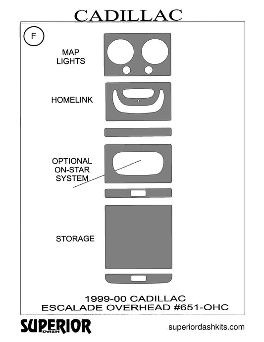 Shadow sheet for Superior Dash kit 651-OHC, 1999-2002 Chevrolet Silverado and GMC Sierra; 1997-1999 Chevrolet Suburban and Tahoe; 1999-2000 Cadillac Escalade