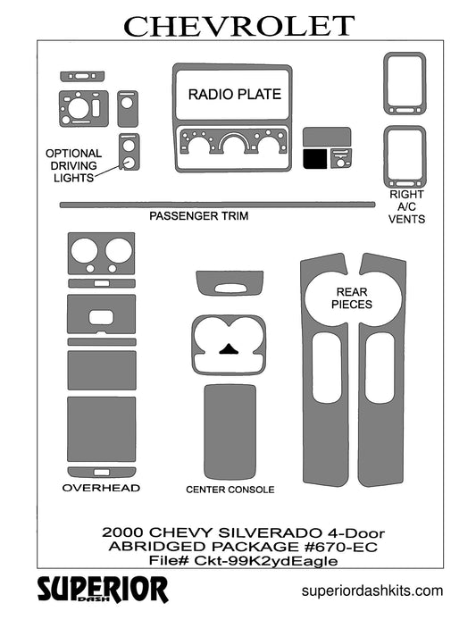 Shadow sheet for Superior Dash kit 670-EC, 2000 Chevrolet Silverado and GMC Sierra