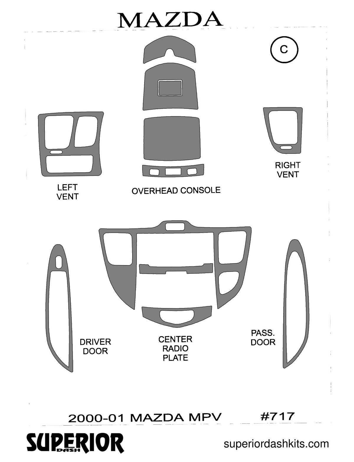 Shadow sheet for Superior Dash kit 717-00, 1998-2001 Mazda MPV (sheet 2)