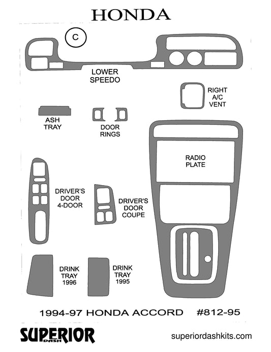 Shadow sheet for Superior Dash kit 812-95, 1994-1997 Honda Accord