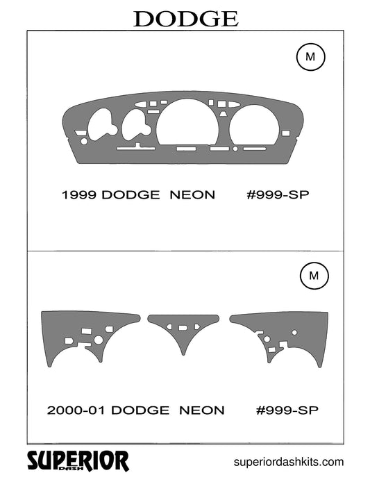 Shadow sheet for Superior Dash kit 999-SP, 1999 Dodge Neon and Plymouth Neon