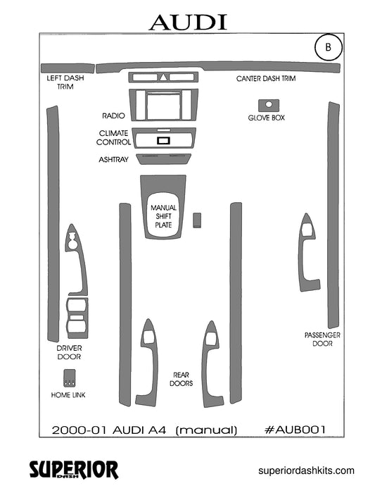 Shadow sheet for Superior Dash kit AUB001, 2000-2001 Audi A4