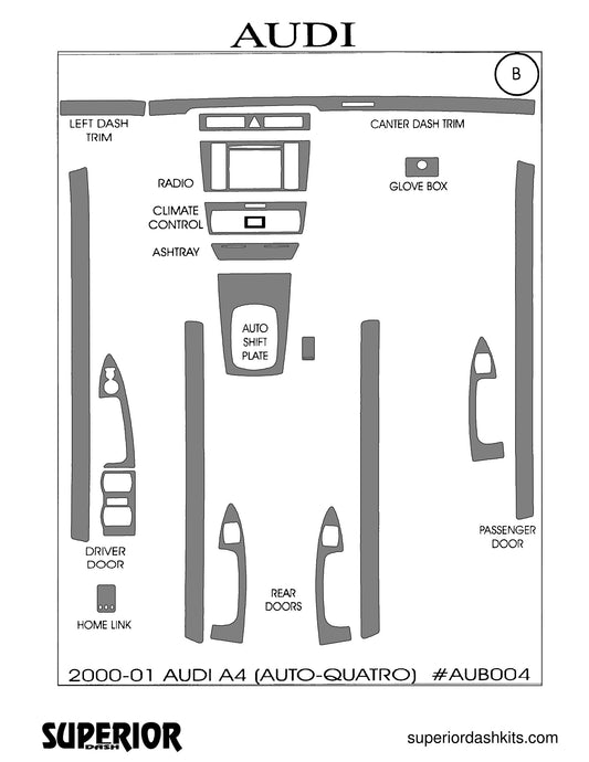 Shadow sheet for Superior Dash kit AUB004, 2000-2001 Audi A4