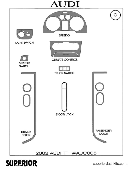 Shadow sheet for Superior Dash kit AUC005, 2002-2007 Audi TT