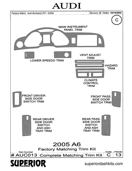 Shadow sheet for Superior Dash kit AUC013, 2005 Audi A6