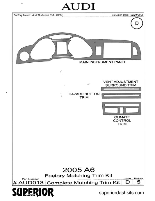 Shadow sheet for Superior Dash kit AUD013, 2005 Audi A6