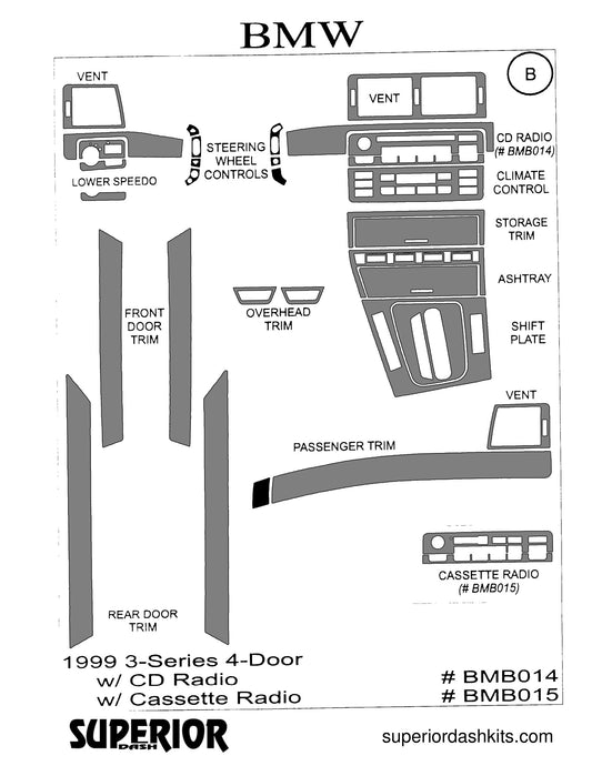 Shadow sheet for Superior Dash kit BMB014 / BMB015, 1999 BMW 3 Series