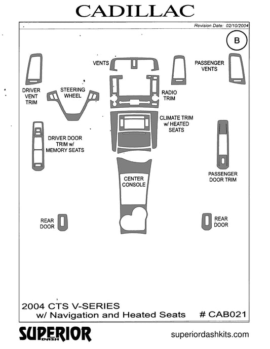 Shadow sheet for Superior Dash kit CAB021, 2004 Cadillac CTS-V