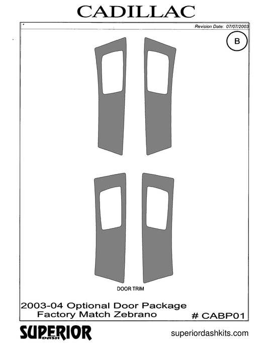Shadow sheet for Superior Dash kit CABP01, 2003-2004 Cadillac CTS