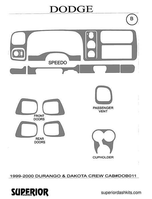 Shadow sheet for Superior Dash kit DOB011, 1999-2000 Dodge Durango and Dakota