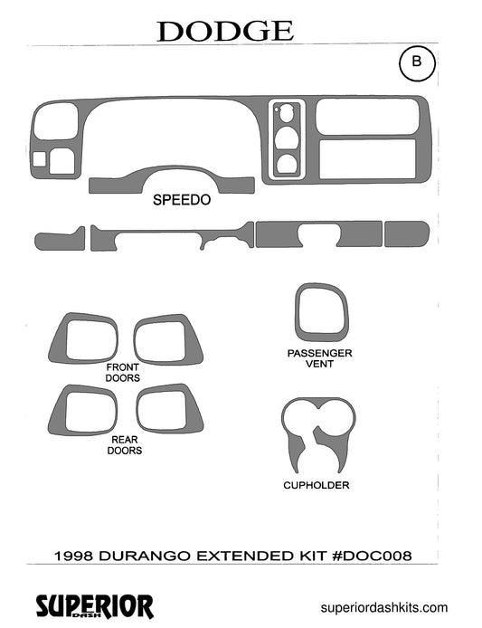 Shadow sheet for Superior Dash kit DOC008, 1998 Dodge Durango