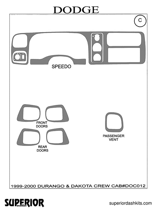 Shadow sheet for Superior Dash kit DOC012, 1999-2000 Dodge Durango and Dakota