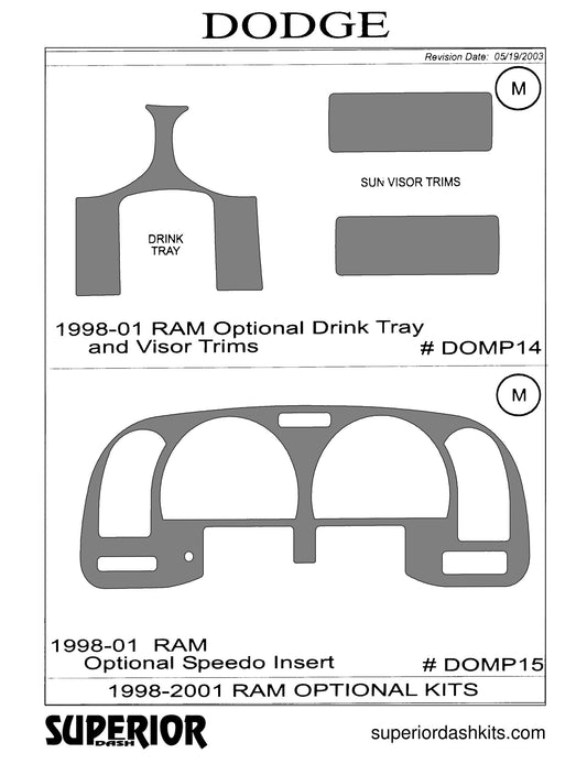 Shadow sheet for Superior Dash kit DOMP14, 1998-2001 Dodge Ram