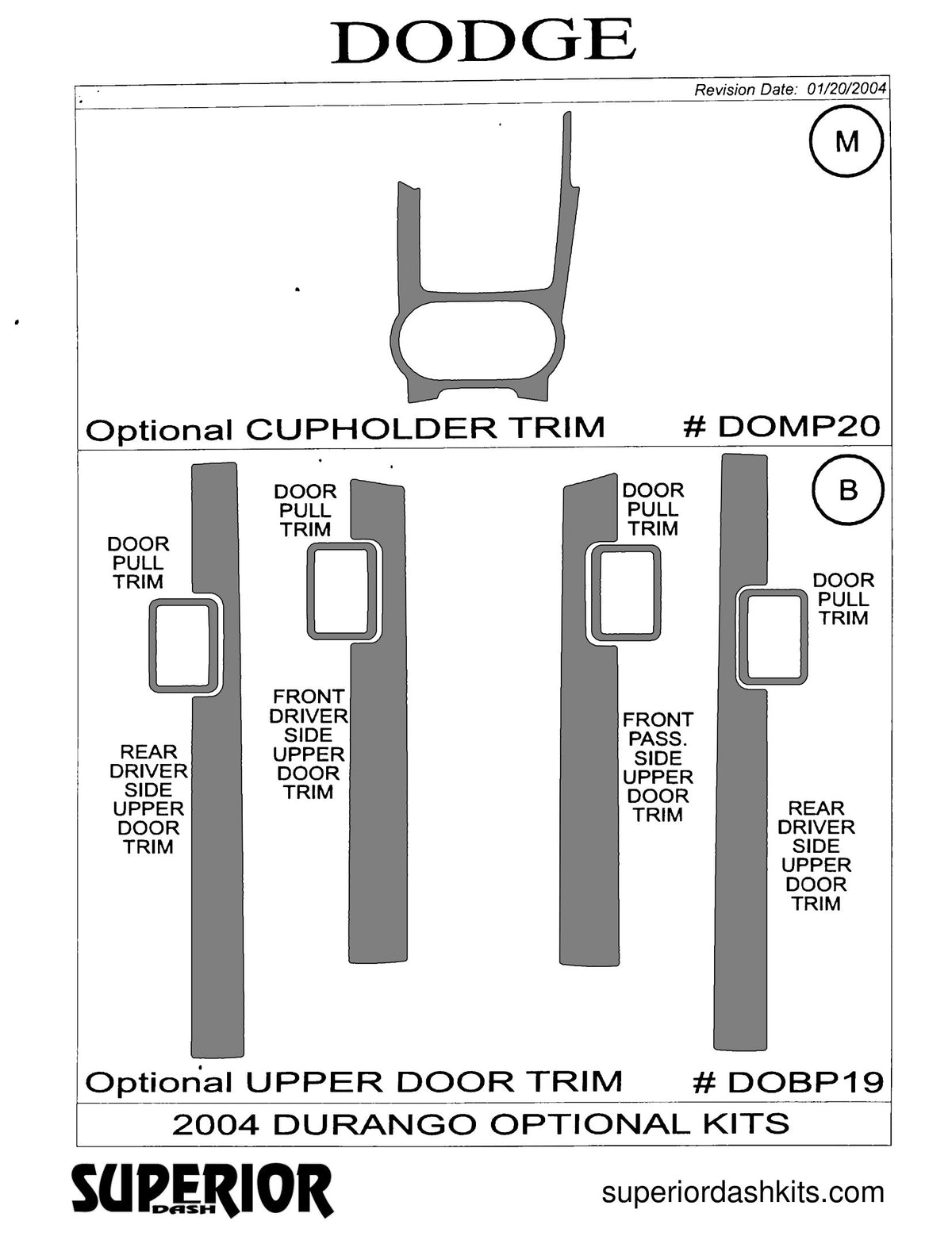 Shadow sheet for Superior Dash kit DOMP20, 2004-2008 Dodge Durango (sheet 2)