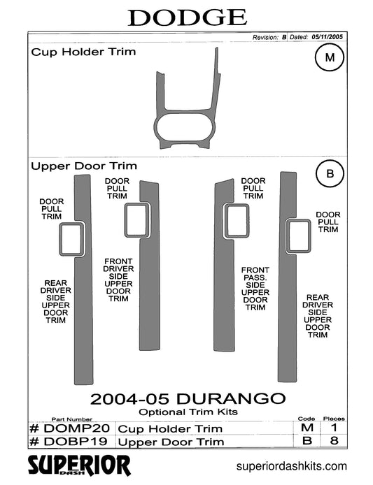Shadow sheet for Superior Dash kit DOMP20, 2004-2008 Dodge Durango