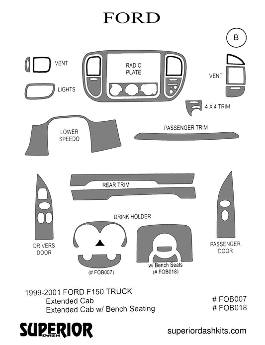 Shadow sheet for Superior Dash kit FOB007 / FOB018, 1999-2001 Ford F-150