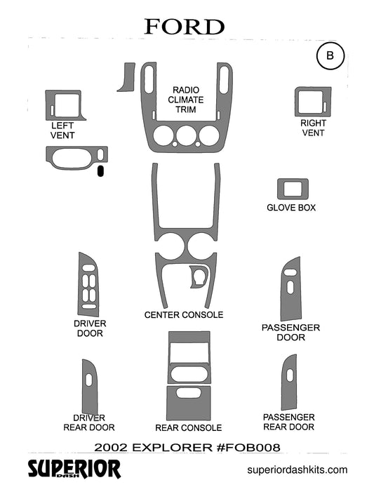 Shadow sheet for Superior Dash kit FOB008, 2002-2005 Ford Explorer