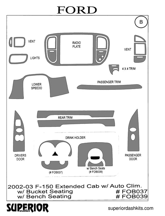Shadow sheet for Superior Dash kit FOB037 / FOB039, 2002-2003 Ford F-150