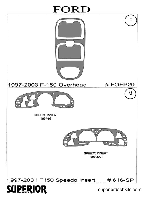 Shadow sheet for Superior Dash kit FOFP29, 1997-2003 Ford F-150
