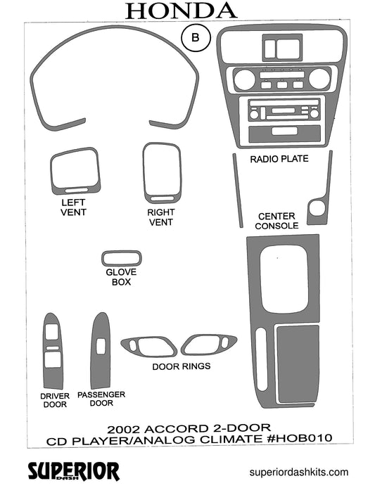 Shadow sheet for Superior Dash kit HOB010, 2002 Honda Accord